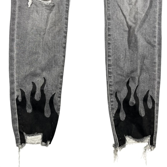 American Eagle Super Hi Rise Jegging Women's 8 Long Distressed Flame Hem Pockets - Picture 6 of 16